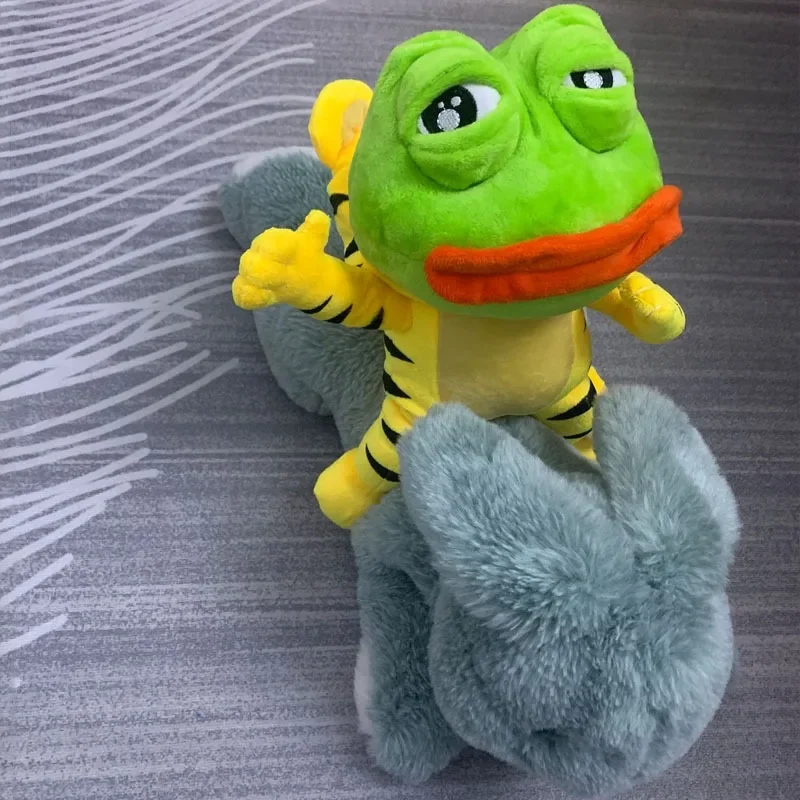 

Tiger Cross Dressing Sad Frog Plush Toy Soft Filled Pillow Magical Expressions Couple Doll Collection Toys Custom Birthday Gift