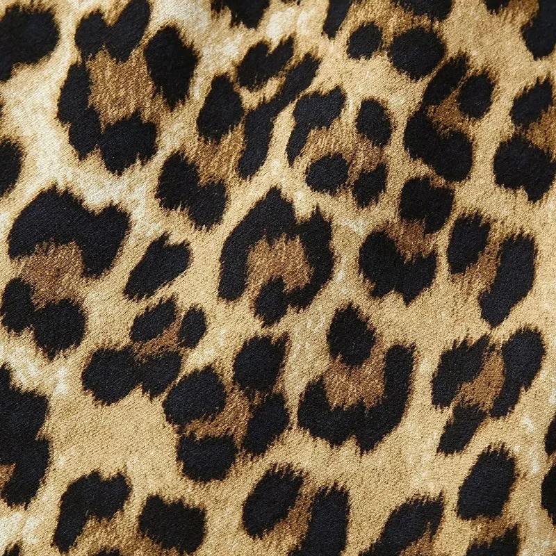 TRAF-Robe Imprimé Léopard pour Femme, Col Rond, en Fibre Précieuse, Chic et Élégante, Nouvelle Collection Été 2024