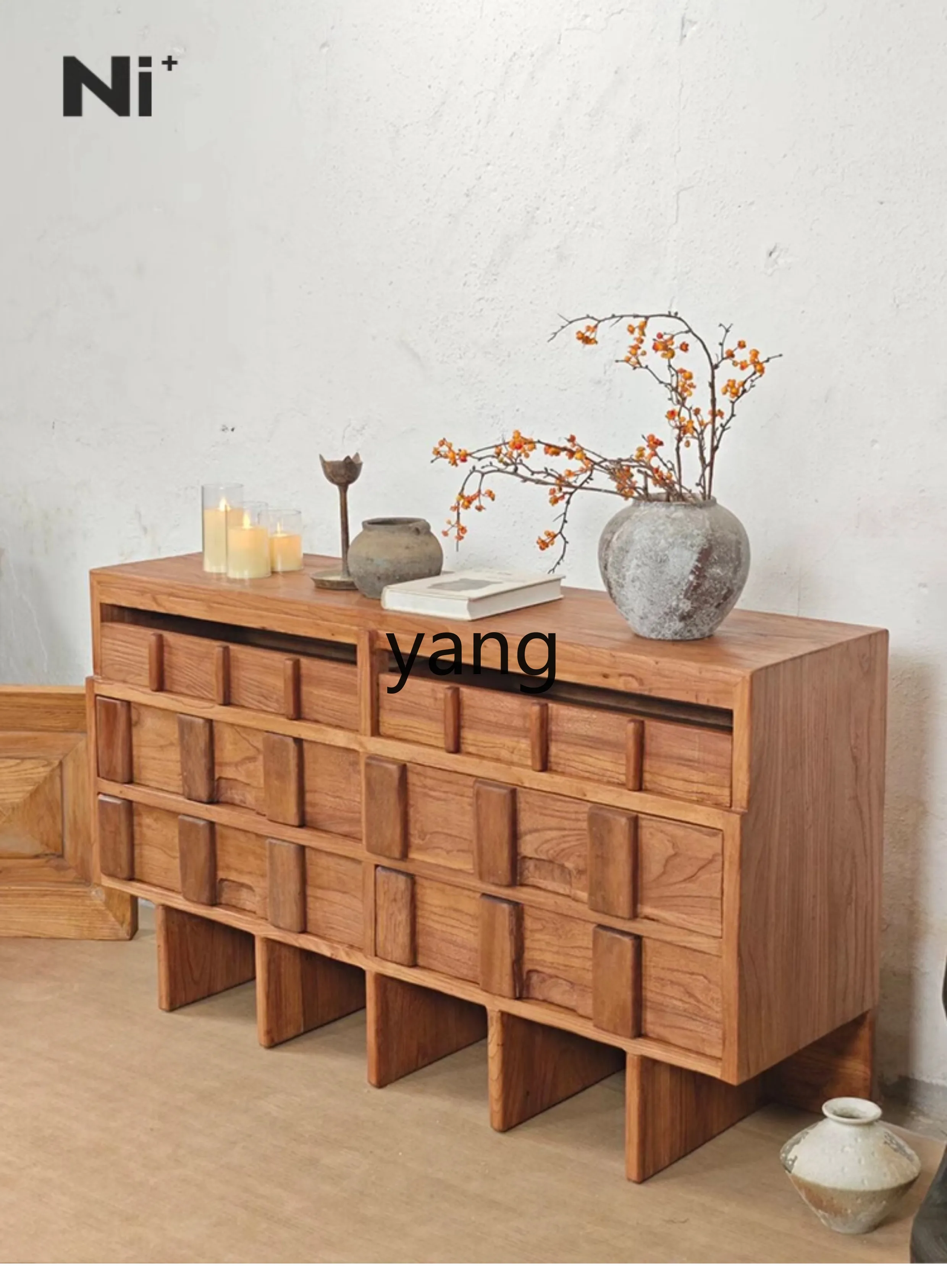 CX  all solid wood simple living room locker Japanese storage side cabinet antique style