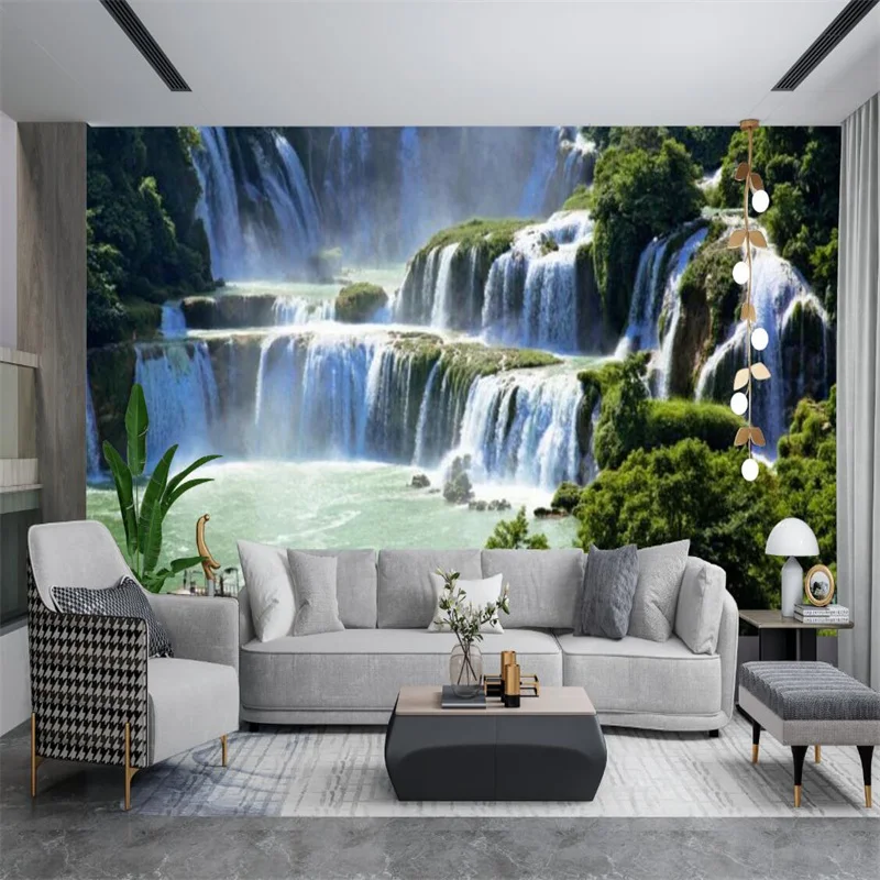 

Custom Waterfall Forest Wallpaper for Living Room Wall Papers Home Decor Papel De Parede 3d Bedroom Decor Natural Scenery Mural