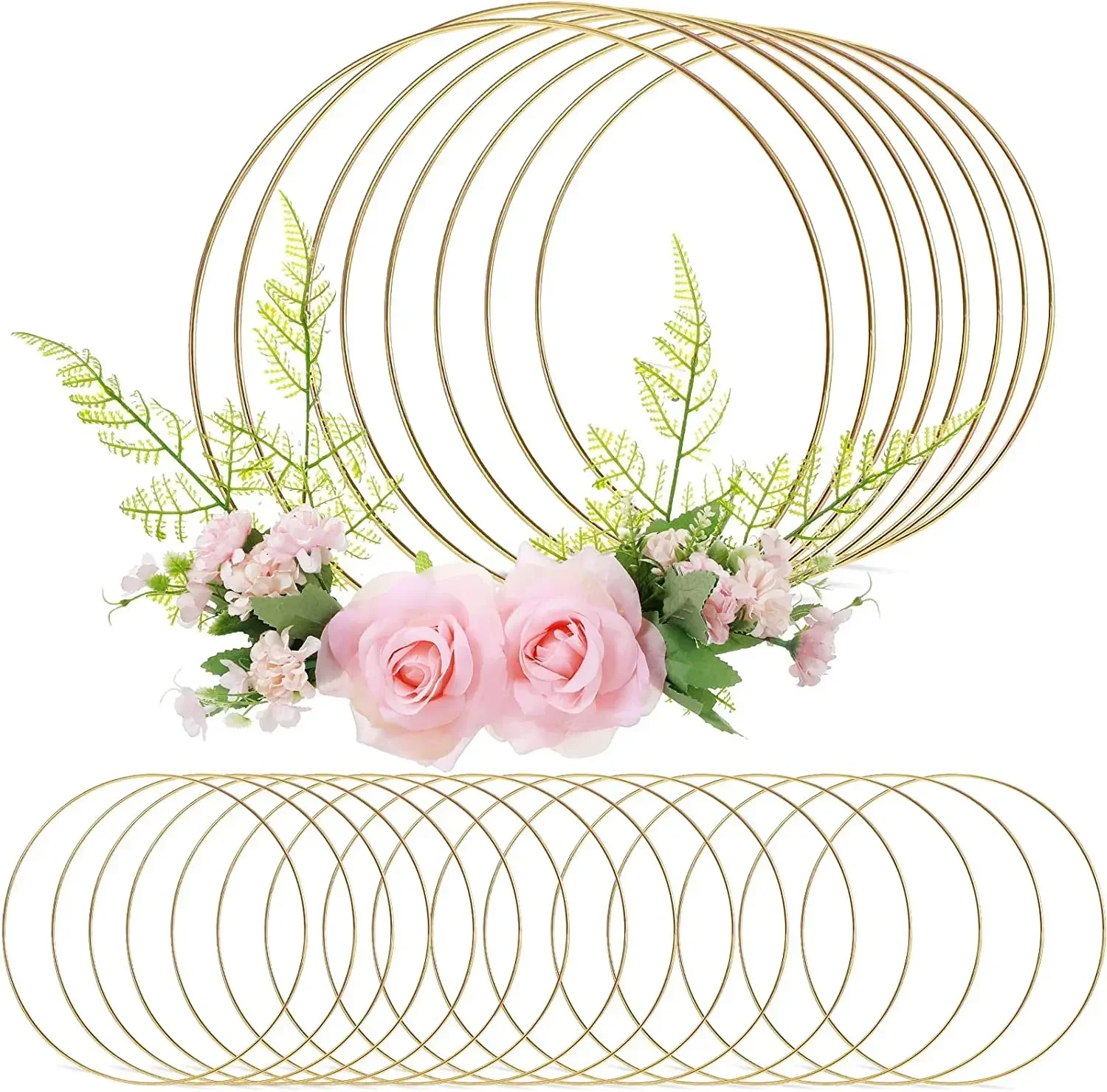 1/10 pezzi cerchio floreale in metallo oro per artigianato decorazione festa anello acchiappasogni in metallo per macramè 10 cm 15 cm 20 cm 25 cm 30