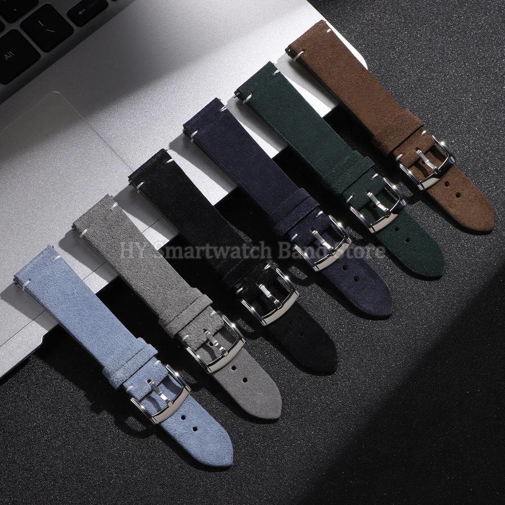 Cinturino per orologio in pelle scamosciata da 20mm 22mm per Seiko per Omega per Rolex cinturino da polso a sgancio rapido cinturino sportivo vintage da uomo