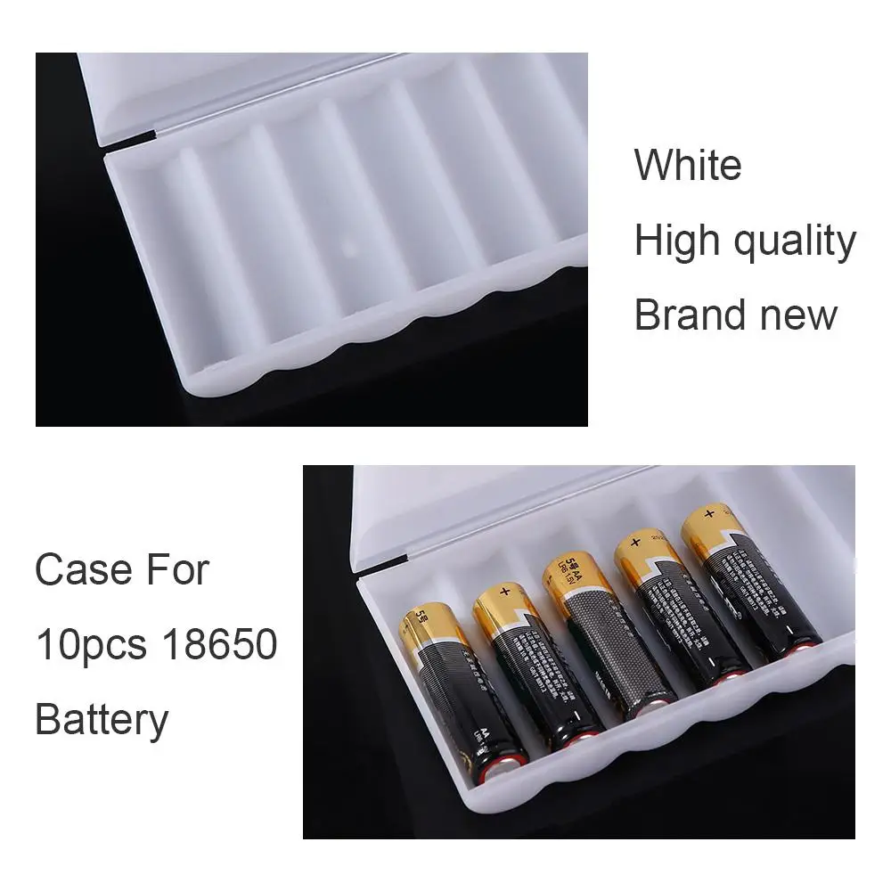 White Portable 18650 Battery 10X18650 Container Battery Holder Hard Case Cover Storage Box