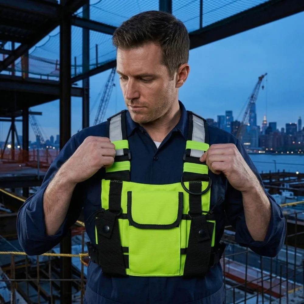 

Adjustable Straps Universal Radio Chest Harness Bag Pocket Pack Vest Radio Chest Harness Two Way Radio Harness Security Work