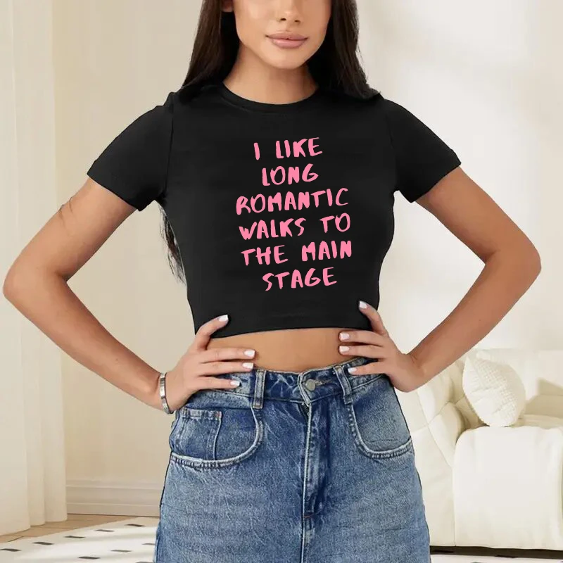 

Fashion Creative Letter Pattern Printing T-Shirt Short Sleeve Crew Neck Casual Crop Top Harajuku Classics Punk Summer Women Tees