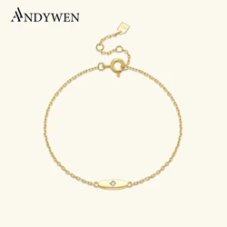 ANDYWEN 100% 925 Sterling Silver 13mm Oval Pendant Inlay CZ Zircon Charm Bracelet Chain Fine Jewelry 2024 Crystal Jewels