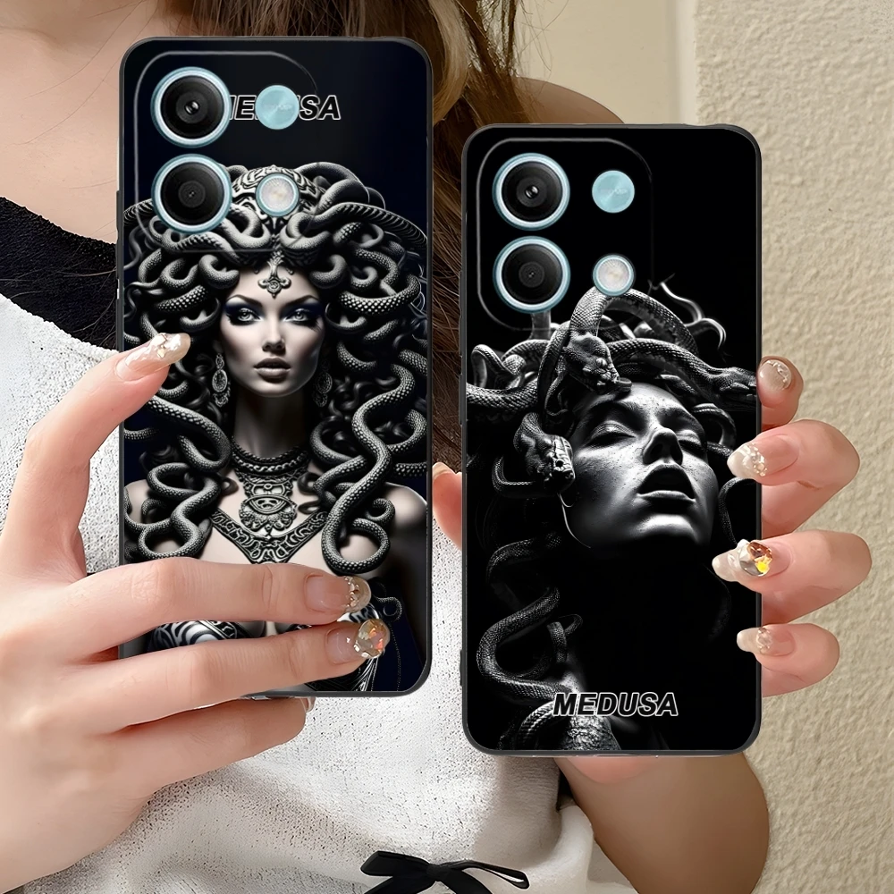 Medusa Snake Painting Mobile Cell Phone Case for Xiaomi Redmi Note 13 12 11 10 9 8 7 6 S A Pro Lite Plus 5G Black Cover Shell