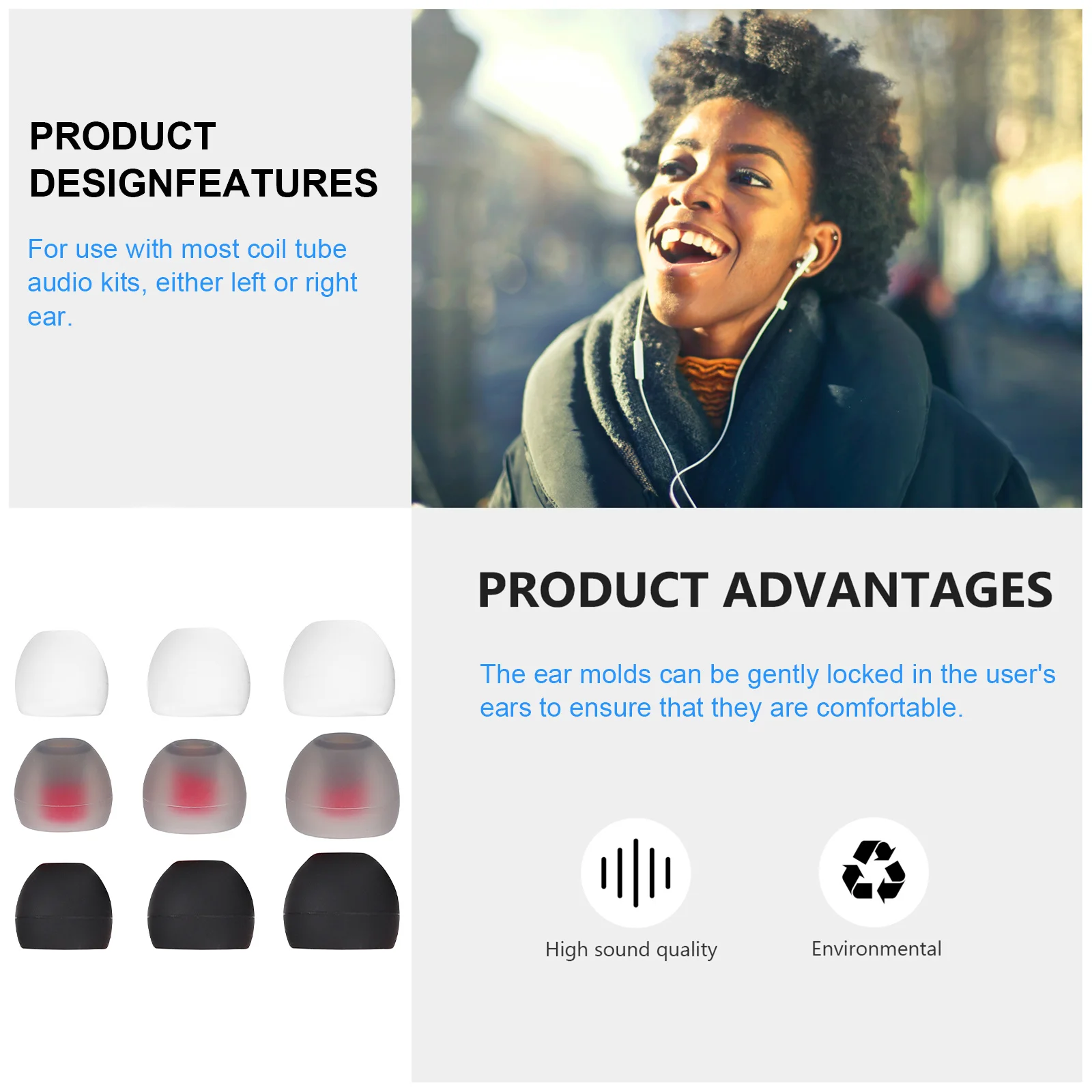 36 قطعة من أطراف الأذن المصنوعة من السيليكون لسماعات الرأس، قبعات أذن بديلة مريحة لتقليل الضوضاء، ملحقات سماعات الأذن الناعمة للصيد #5