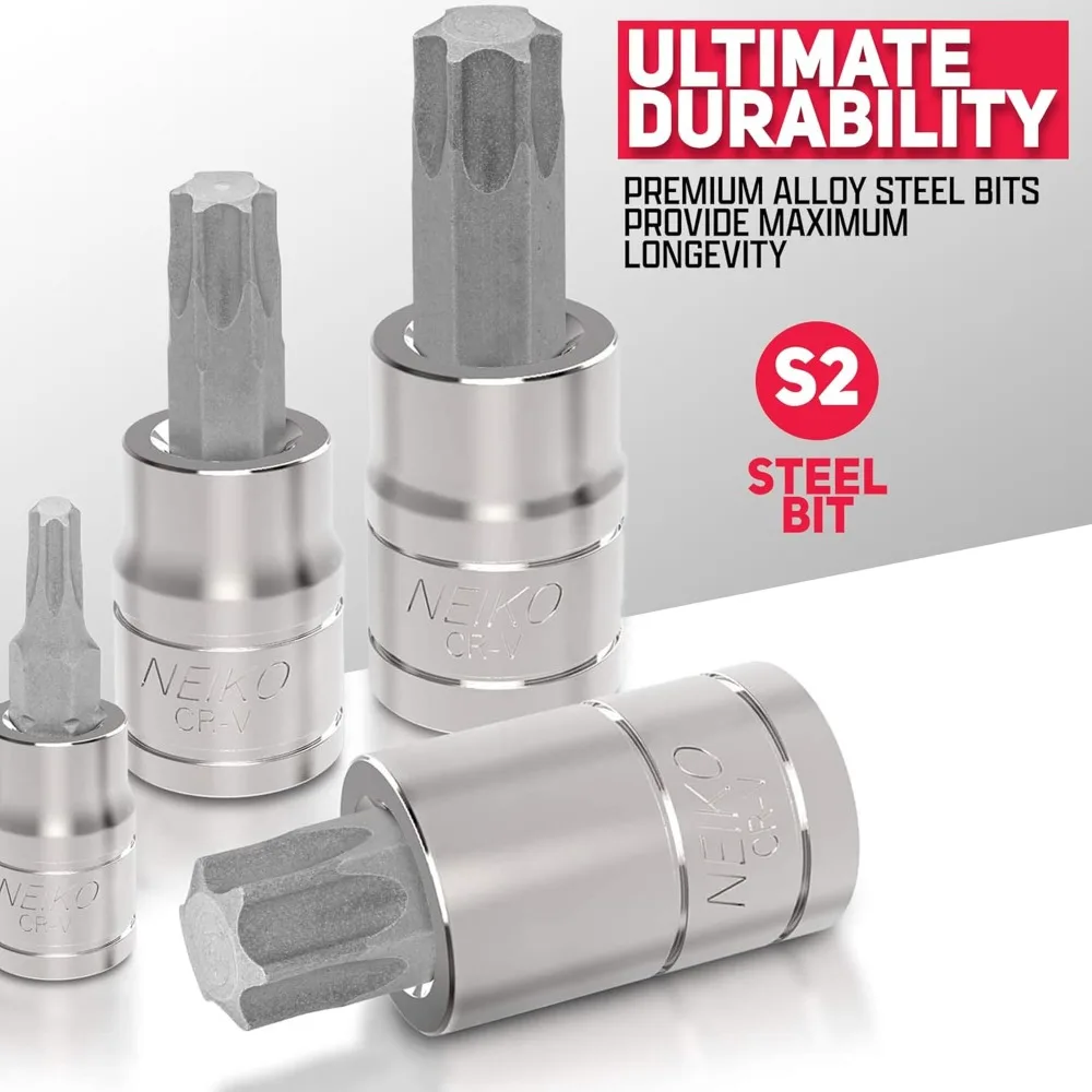 60-Piece Torx Bit Socket Set, S2 and CrV Steel, Supreme Torque Output Complete Kit for DIY Projects