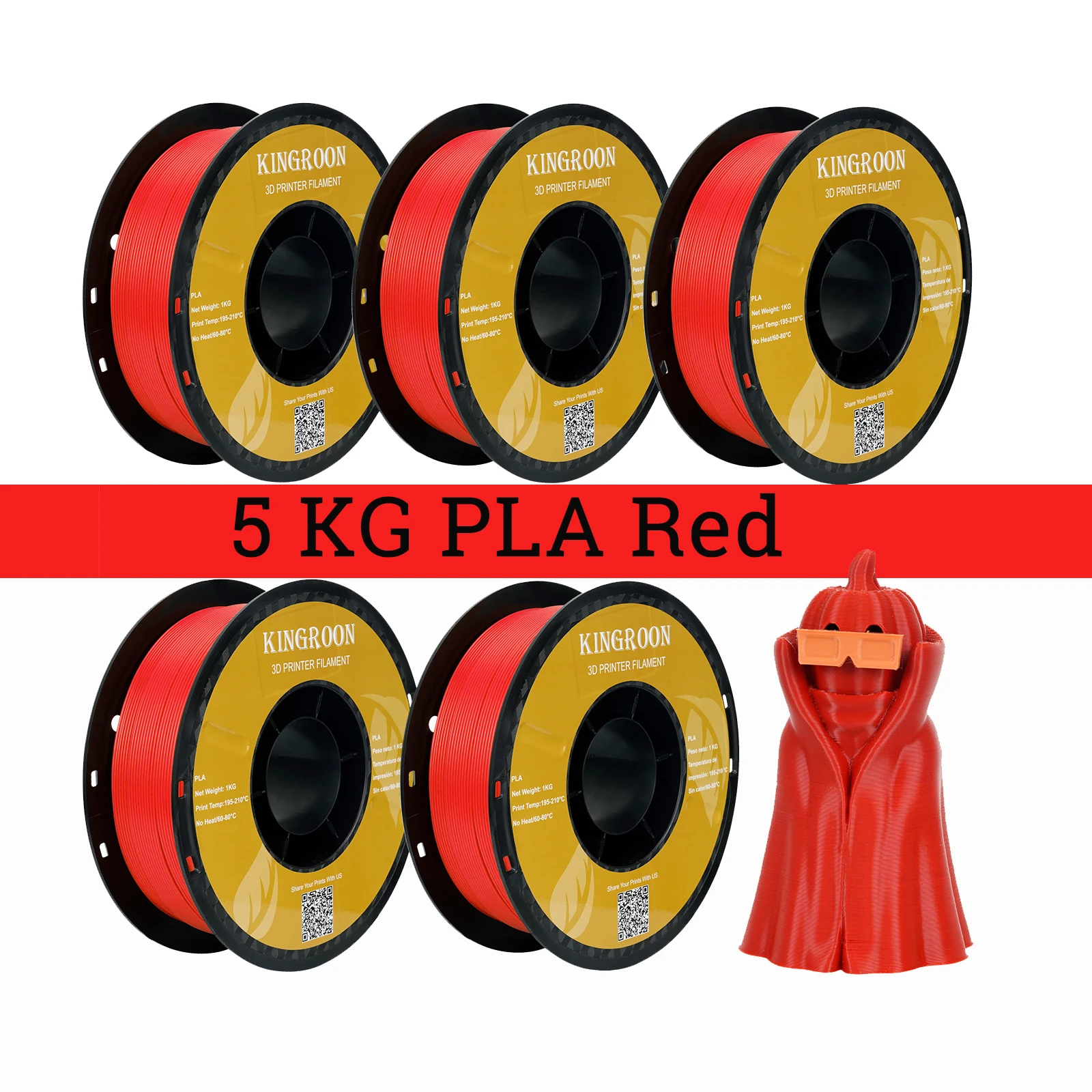 KINGROON 5KG PLA TPU PETG Filament Mix kleur 1.75mm 3D Printer Plastic Geen Bubble Spool 3D Afdrukken materialen Groothandel
