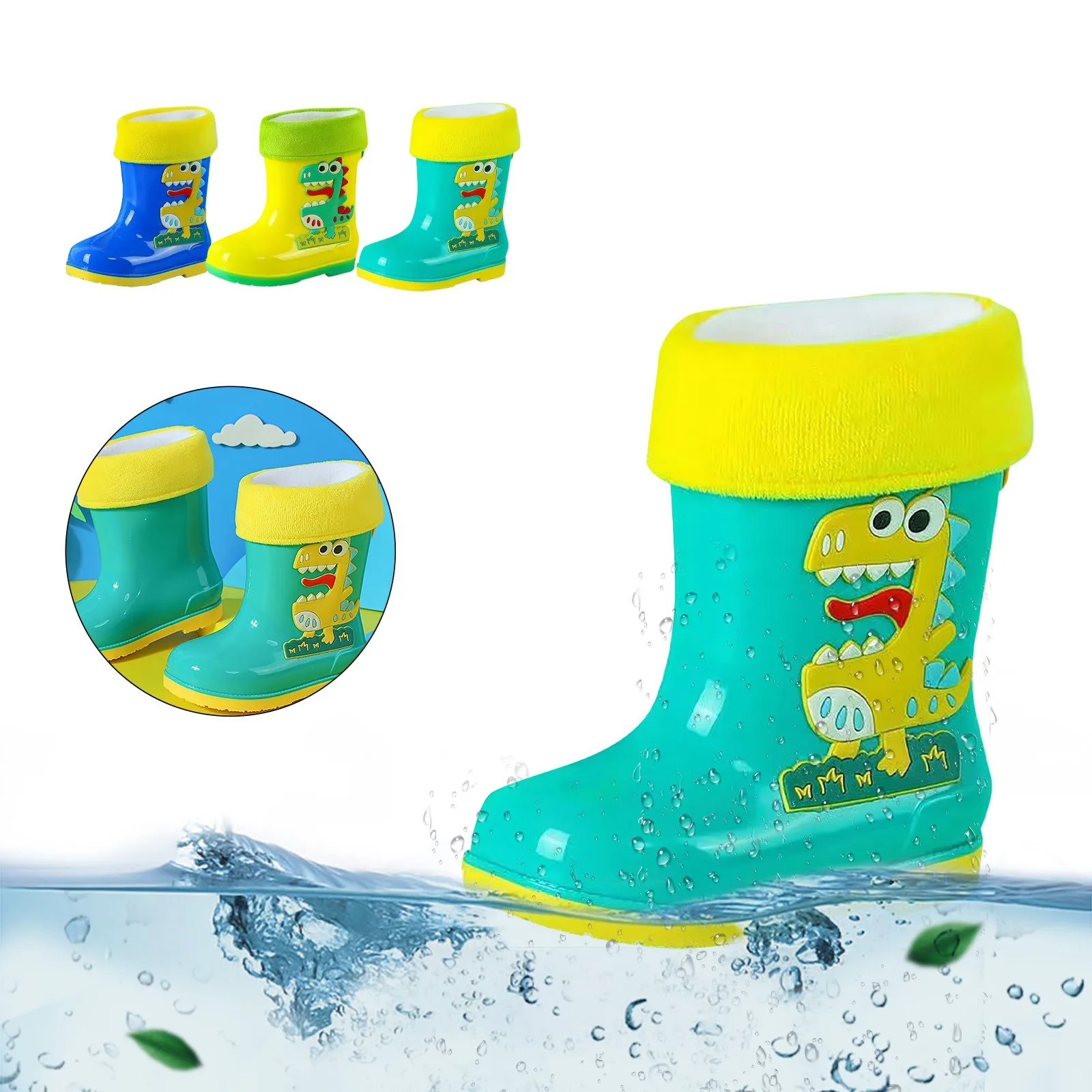 Botas de lluvia cortas para niños, botines de goma con aislamiento, para jardín