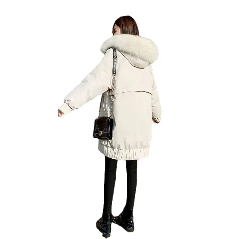 

2022 New Winter Jacket Women Cotton Coat Female Thick Warm Casual Parka Winter Clothes Big Fur Parkas Hooded Overcoat Mujer