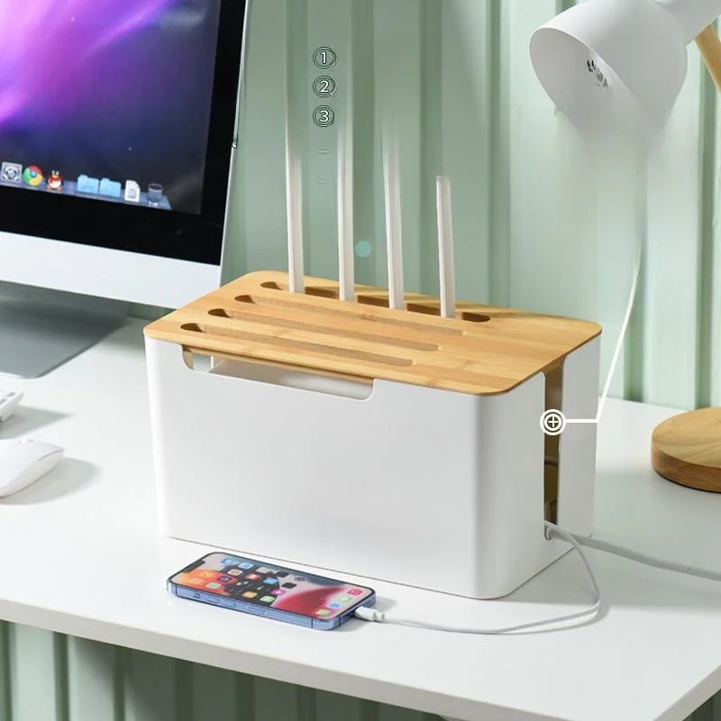 Wireless Router Box Wifi Optical Cat6 Cable Organizer Concealment Storage Shelf for Cord Management Living Room Plastic