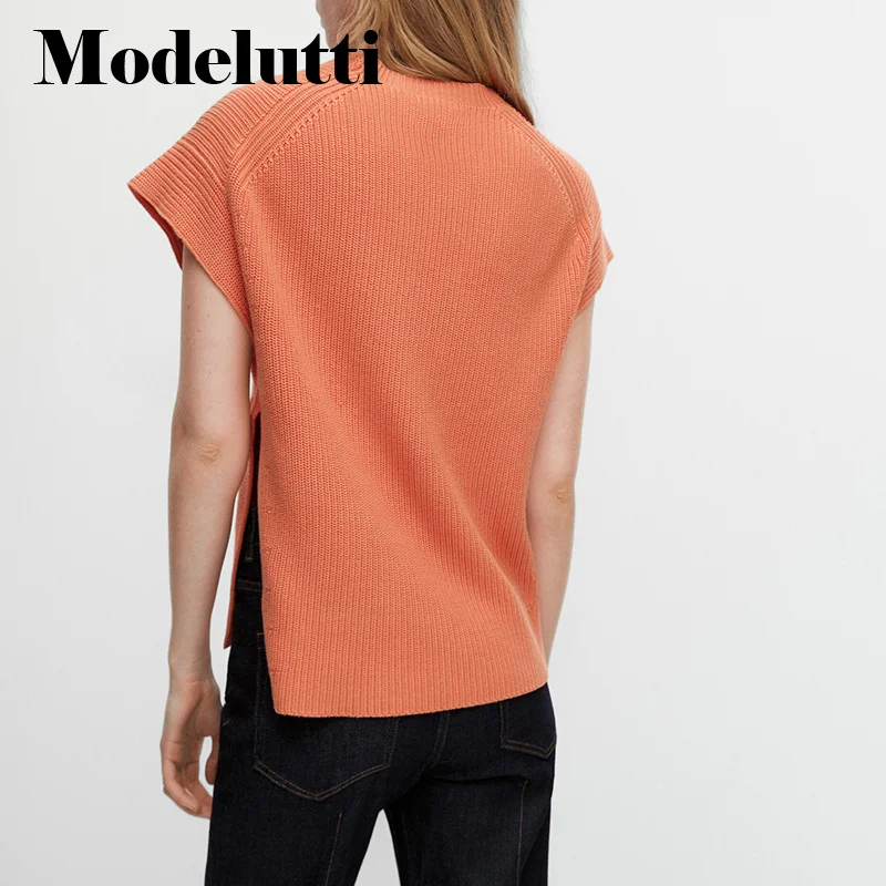 Frühling 2023 Neue Sommer Mode-Design Kurzarm Gestrickte Pullover Weste Frau Lose Solide Einfache Casual Tops Weibliche