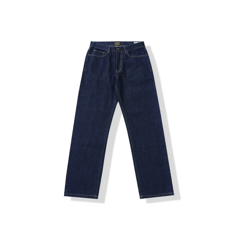 جينز عالي الجودة 13.2 أونصة ثقيل الوزن أصلي مستقيم الساق للرجال جينز كلاسيكي سميك غير رسمي من قماش الدنيم القطني للرجال #3