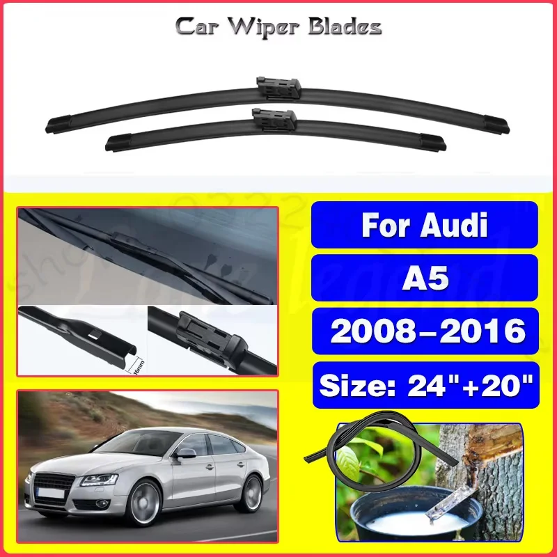 

For Audi A5 2008 - 2016 Windshield Rubber Front Window Wiper 24"+20" Auto Accessorie 2011 2012 2013 2014 2015