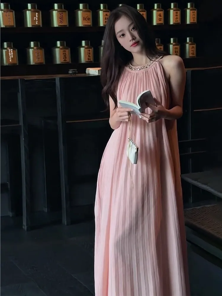 

Moonlight Pink Lace Svel Dr Summer New Sle Beach Vaion Super Fairy T High-End Feeling Long Evening Gown for ...