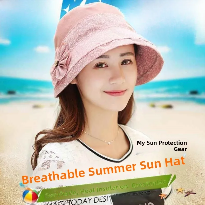 

Faionable Sun Hat Suitable for Middle-Aged Mothers ly Women Young Looking Summer Sun Cap Casual round Top No Brim Hat