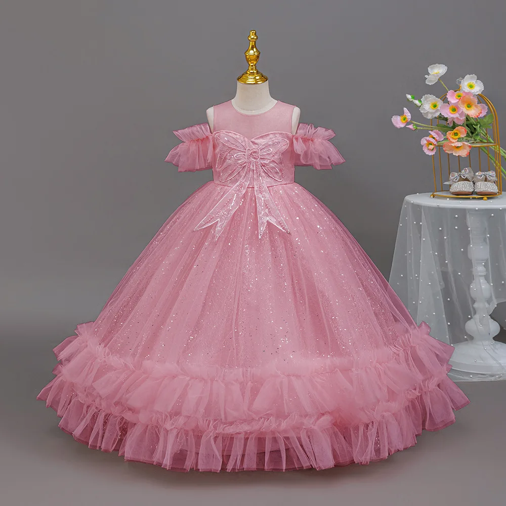 فستان سهرة للفتيات من HETISO 2025 فستان سهرة بفيونكة على شكل فراشة للأطفال وأعياد ميلاد الأميرة وحفلات الكرة 10 12 سنة