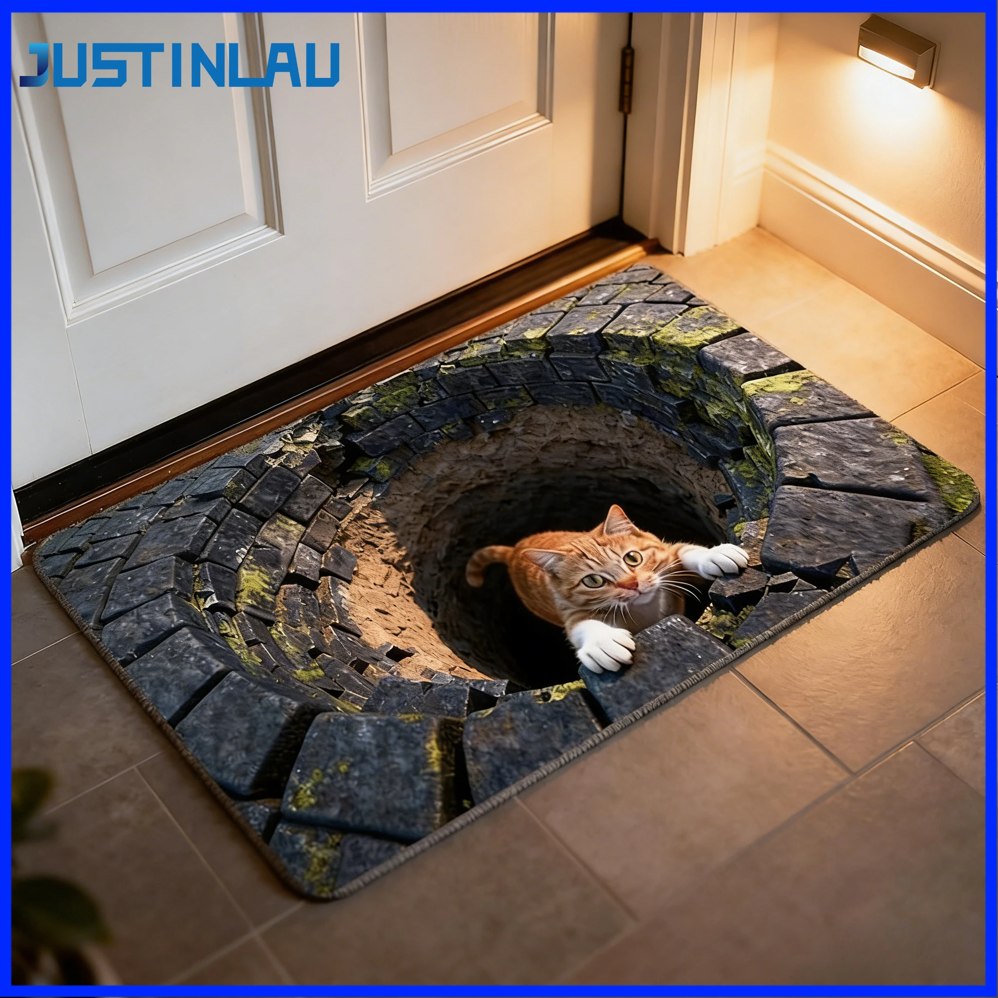 JUSTINLAU 3 Sizes Bath Mat Diatomaceous Mud Water Absorbing Anti Slip Pad 3D Stereoscopic Visual Foot Pad Household Floor Mat