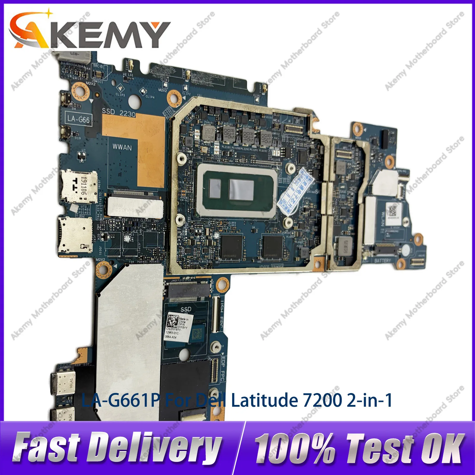 For Dell Latitude 12 7200 Notebook Mainboard DDB20 LA-G661P with i3 i5 i7 CPU RAM 16G CN-0XFWFG 0TJFG7 692DM 100% Fully Tested