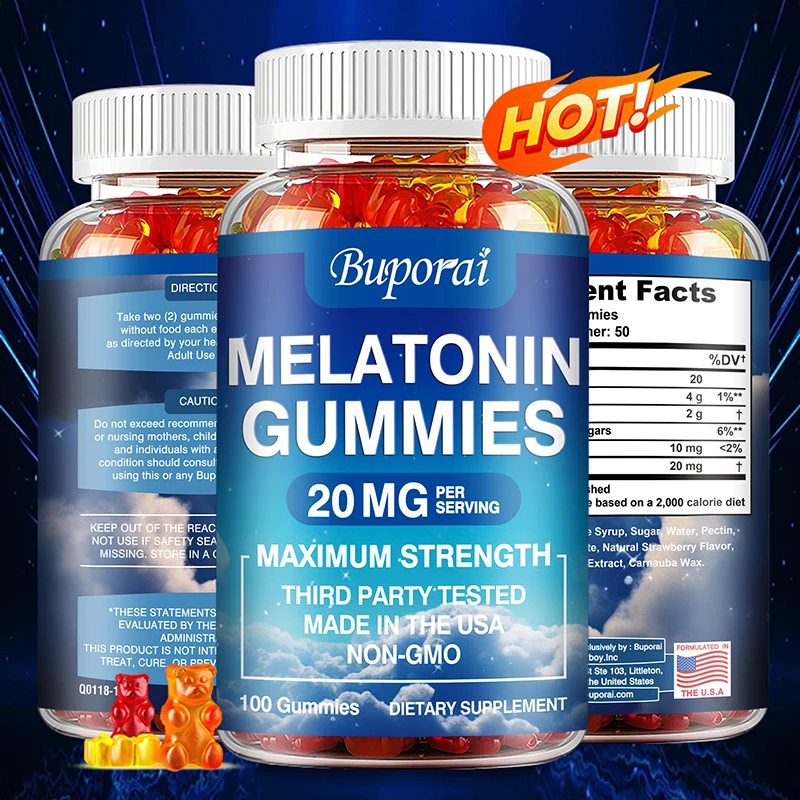 Melatonin Gummies 20mg - Relax Mood, Relieve Anxiety and Stress, Promote Deep Sleep