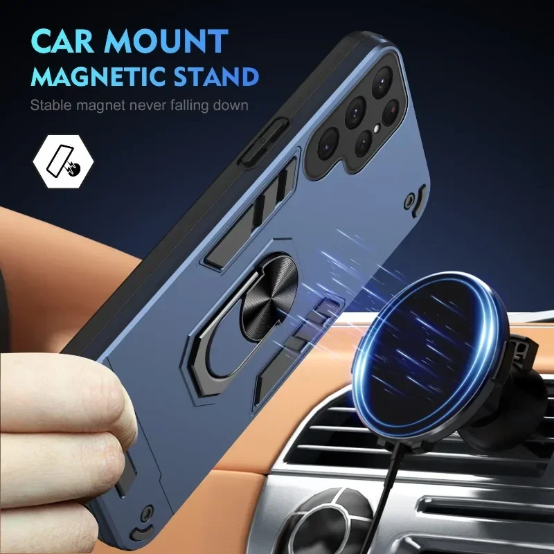 Shockproof  Armor Case for Samsung Galaxy S24 Plus Ultra S23 FE A55 A35 A25 A15 A73 A72 A71 A54 A52S 4G 5G Magnetic Stand Cover