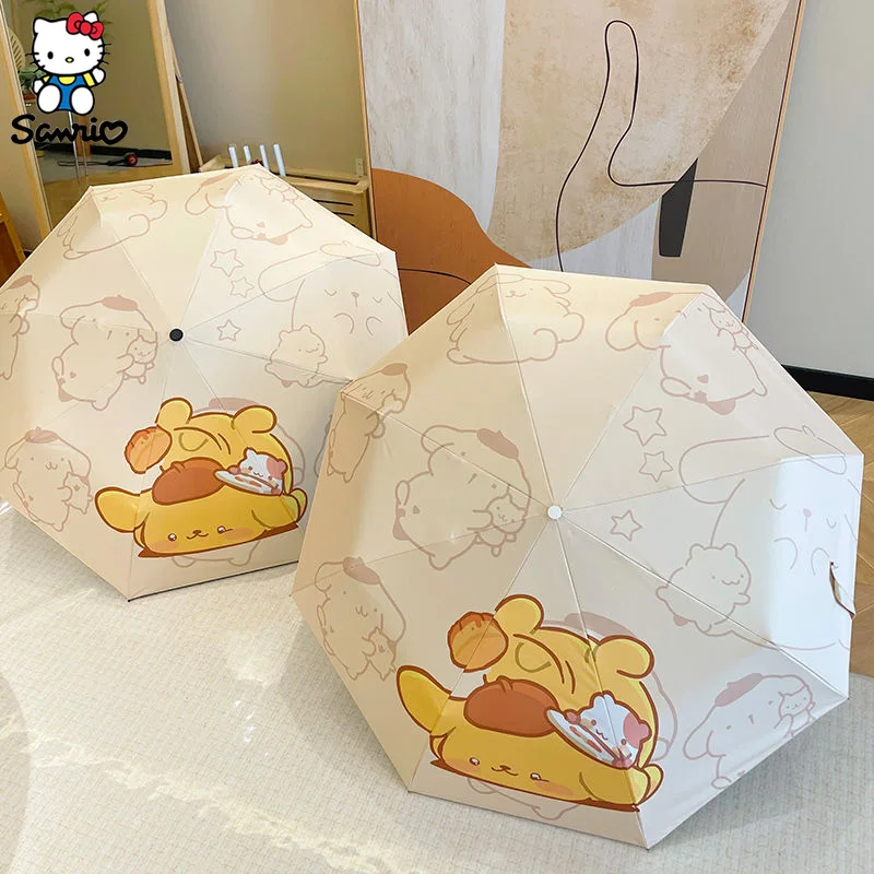 Ombrello Sanrio Cartoon Anime Pom Pom Purin ombrello da sole estivo ombrello UV ombrello da sole regali multifunzionali per bambini
