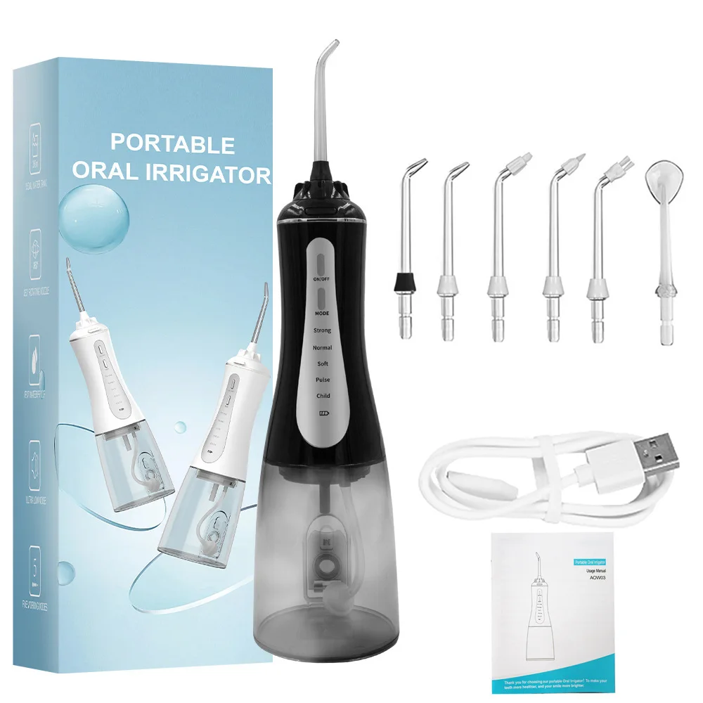 

5 Modes Portable Oral Irrigator Dental Water Flosser Teeth Whitening Waterproof Dental Water Jet Floss 350ML Teeth Cleaner 6 Jet