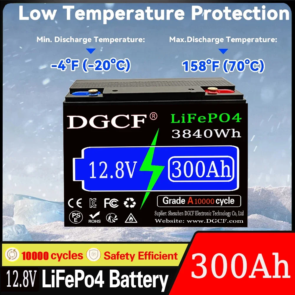 

12.8V 6400Wh 500Ah LiFePO4 Lithium Battery, Built-in 200A BMS, Rechargeable Battery, for RV/Camper, Solar, Marine, Overland