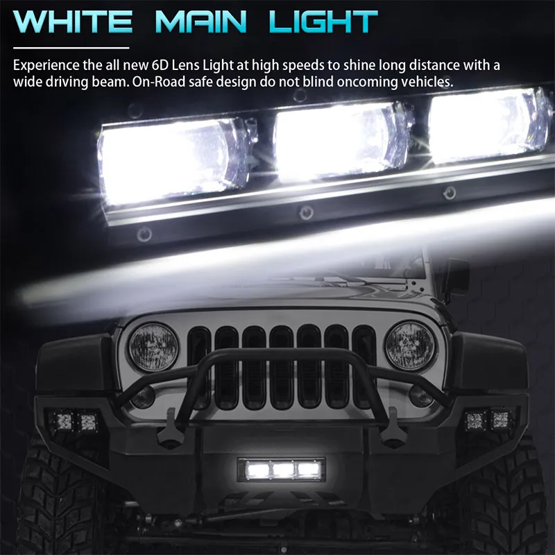 Slim 8/14/20 inch LED Light Bar 6D LED Bar White Yellow DRL Work Light Fog Light For Offroad 4x4 Car Truck ATV UTV SUV 12V 24V