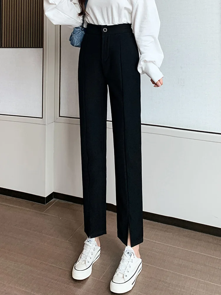 

Женские брюки с высокой талией, асимметричные, прямого кроя, повседневные, модные, весна-осень-зима, новинка