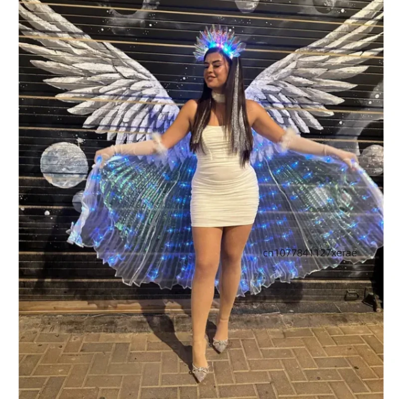 LED lichtgevende vlindervleugels, podiumvoorstelling buikdans mantel prestatiekostuum, bar prop kinderen engel dansvleugels