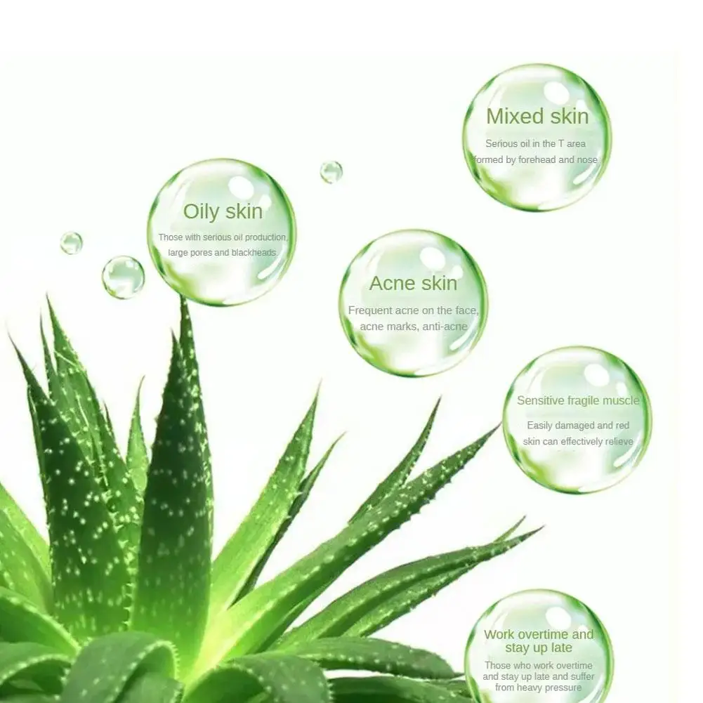 Natural Aloe Gel Hidratante, Remoção De Acne, Reparo Solar, Extratos Vegetais, Creme De Cuidados Com A Pele, Máscara Do Sono