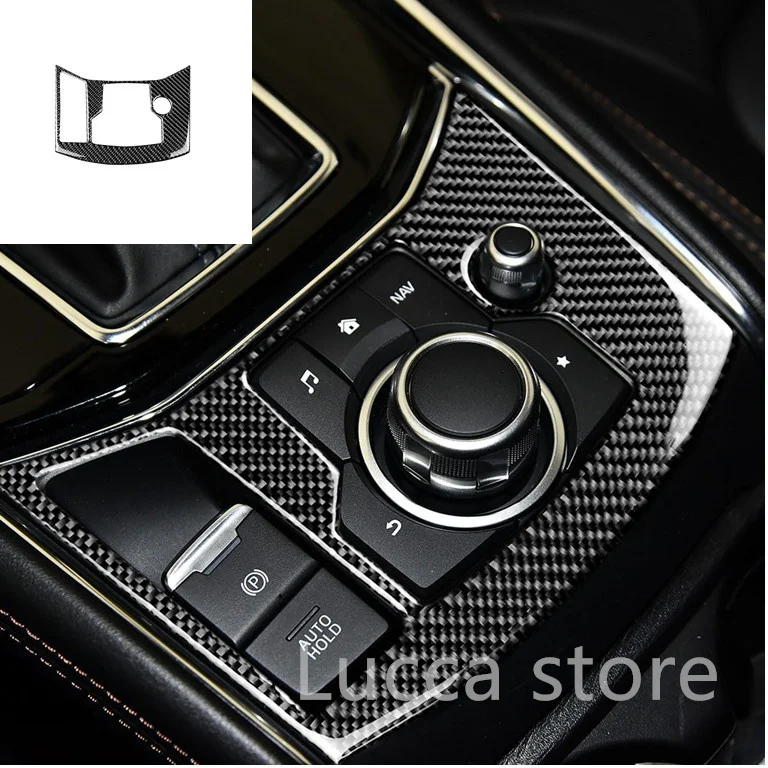 Carbon Fiber For Mazda CX-5 CX5 KF 2017-2022 Knob Gear Shift Box Cover Moulding Trim Decoration Frame Interior Car Accessories