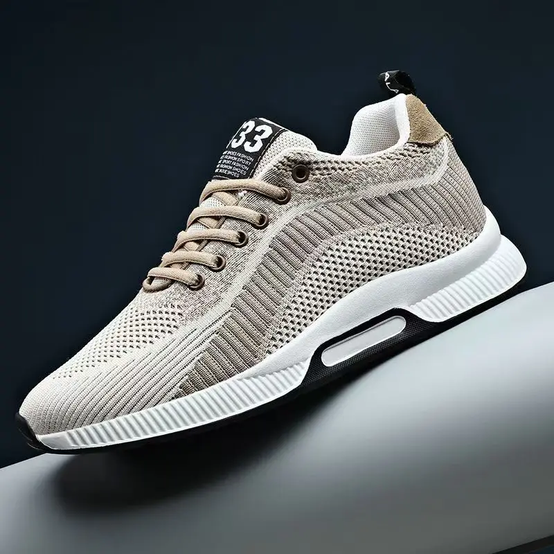 

Мужские повседневные кроссовки с увеличенной внутренней воздушной сеткой на весну и осень, универсальная прогулочная обувь на толстой подошве, нескользящая дышащая обувь на шнуровке