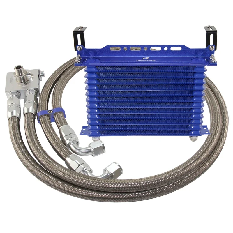 AN10 Oil Cooler Kit 10/15 Row Universal w/ Bracket Thermostatic 73±0.5° 7/8