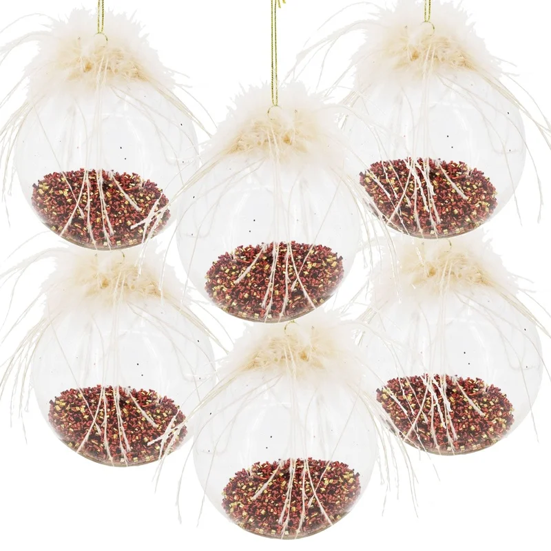 

D3.9" Glass Christmas Ornaments Set of 6 for Tree and Holiday Decor