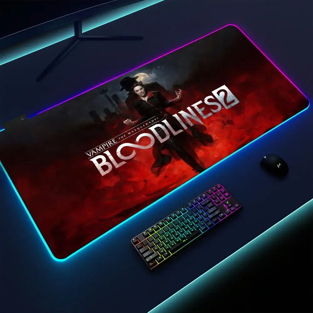 

Коврик для мыши Super Bloodlines 2, игровой коврик, светодиодная подсветка, нескользящая основа, водонепроницаемый, большой настольный коврик, мягкая поверхность