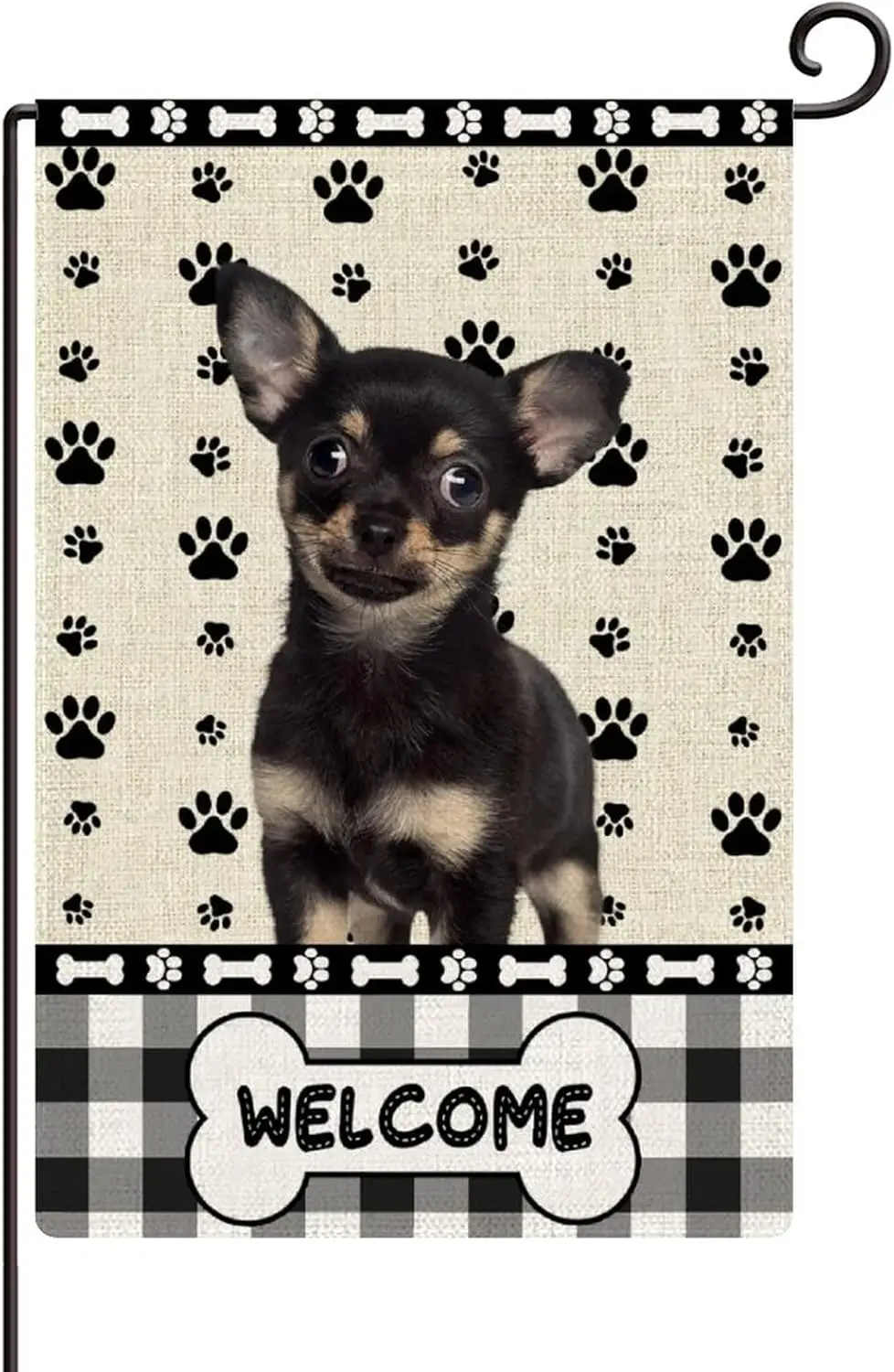 Dog Lover Gift,Dog Welcome with Paw Prints Garden Flags 12x18 Double Sided Decorative Chihuahua Yard Flags Burlap Farmhouse for