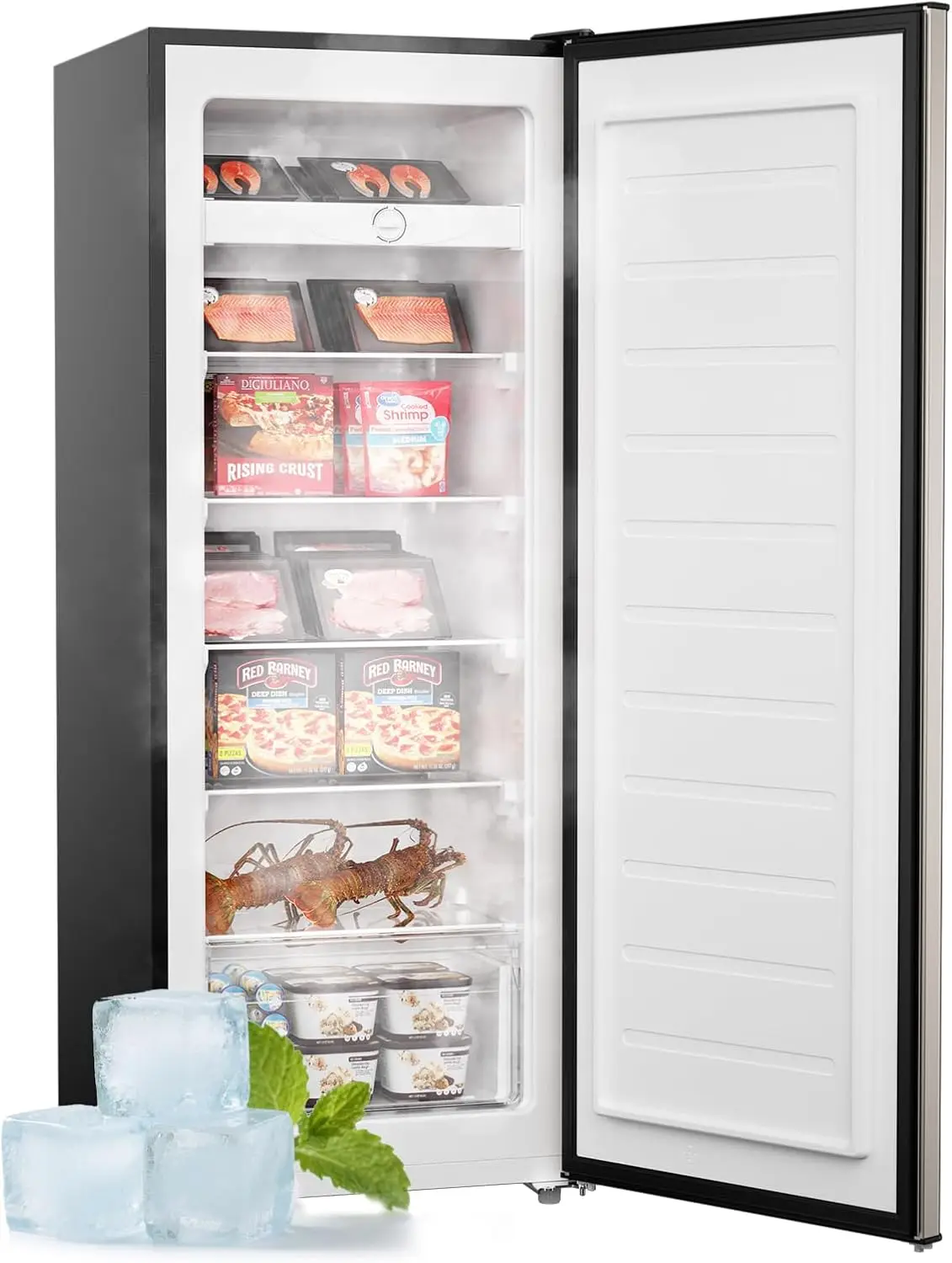 7.0 Cu.Ft Upright Freezer, Large Capacity Stand Up Freezer 5 Adjustable Shelves Convertible Refrigerator/Freezer Reversible Door