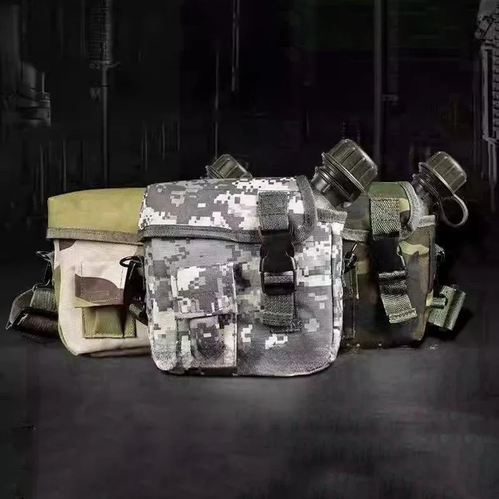 Portable outdoor cold kettle, Large capacity hiking outdoor sports kettle, Special camouflage water bottle for field, 1.75L