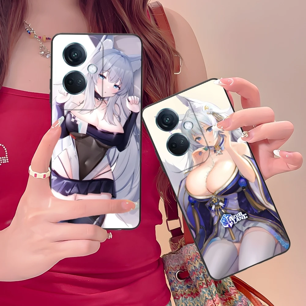 Azur Lane Shinano Mobile Cell Phone Case for OPPO Find X5 X3 X2 A93 Reno 8 7 Pro A74 A72 A53 Black Soft Phone Cover Shell