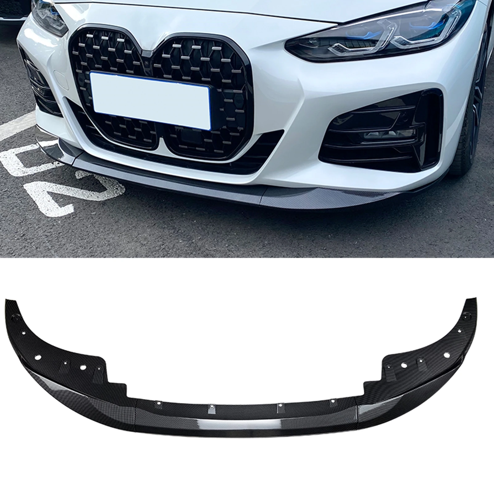 

For BMW 4 Series 425i 430i G22 G23 G24 G26 2020-2024 Front Bumper Spoiler Lip Carbon Fiber Look Lower Splitter Blade Guard Plate