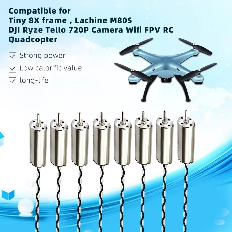8 個 8520 モーター 8.5x20mm コアレスブラシ付きモーター 3.7V 53000Rpm ミニ DC モーター コネクタ付き DIY マイクロクアッドコプター RC ドローン用