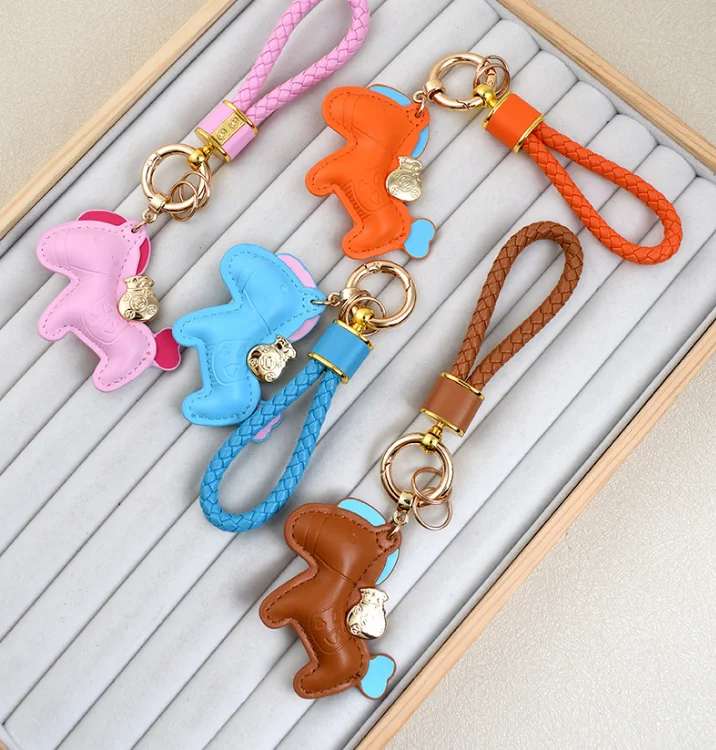 Leather Woven Rope Money Bag Decoration Creative Keychain Cute Backpack Trendy Car Keychain Bag Pendant Accessories