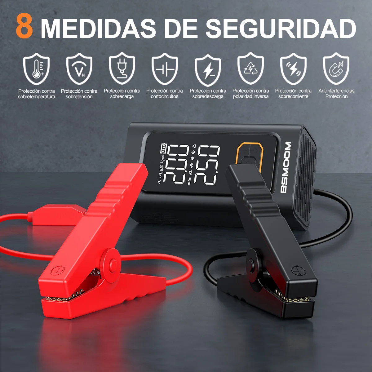 1500A/1000A PEAK Multifunctional Emergency Jump Starter with 150PSI Air Pump, Digital Tire Inflator, Portable Car Battery Charger, Up to ALL Gas/10L
