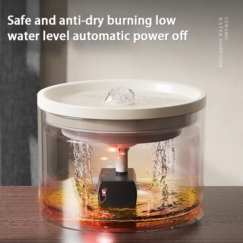 1L Electric Ceramic Water Fountain for Cats and Dogs, Automatic Cat Water Dispenser, Pet Bowl
