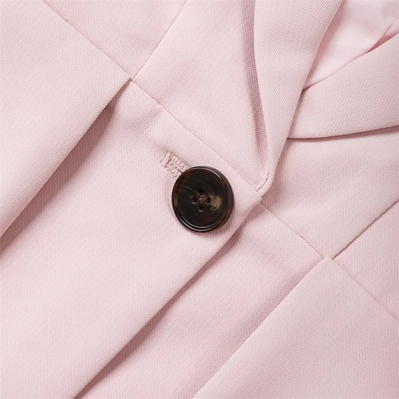 Blazer à manches longues à un bouton pour femme, revers découpés imbibés, resserrement de la taille, rose élégant, noir, nouveauté, en stock