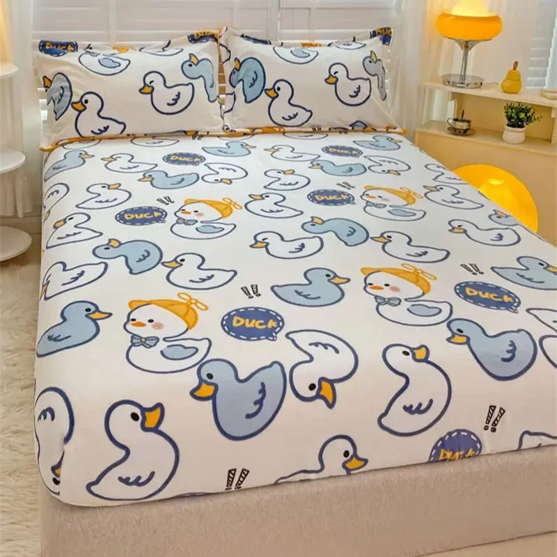 Warm Velvet Bed Cover Cartoon Style Fitted Bedsheet Home Bed Linen Skin-friendly Sheets простынь на резинке (No Pillowcase)